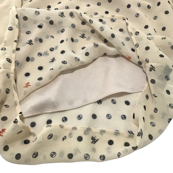 Women's Semi Sheer Polka Dot Blouse With Mock Turtleneck Light Cream/Beige Small - Picture 4 of 12